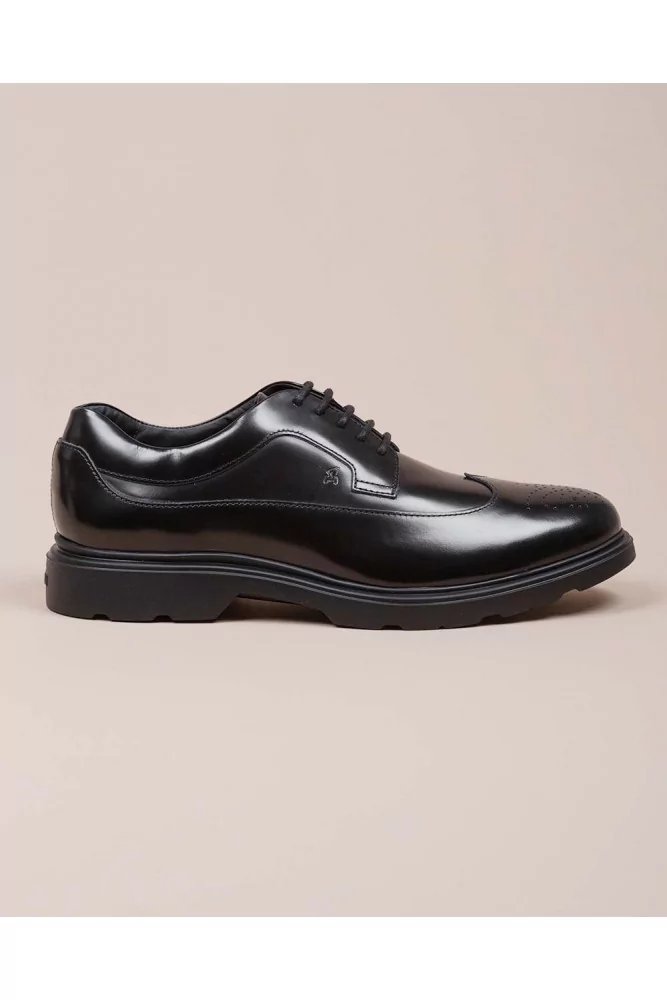 Hogan - Route - Derby en cuir de veau glacé avec perforations décoratives 5 1/2 noir