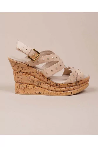 Platform heel sandals with patent cork