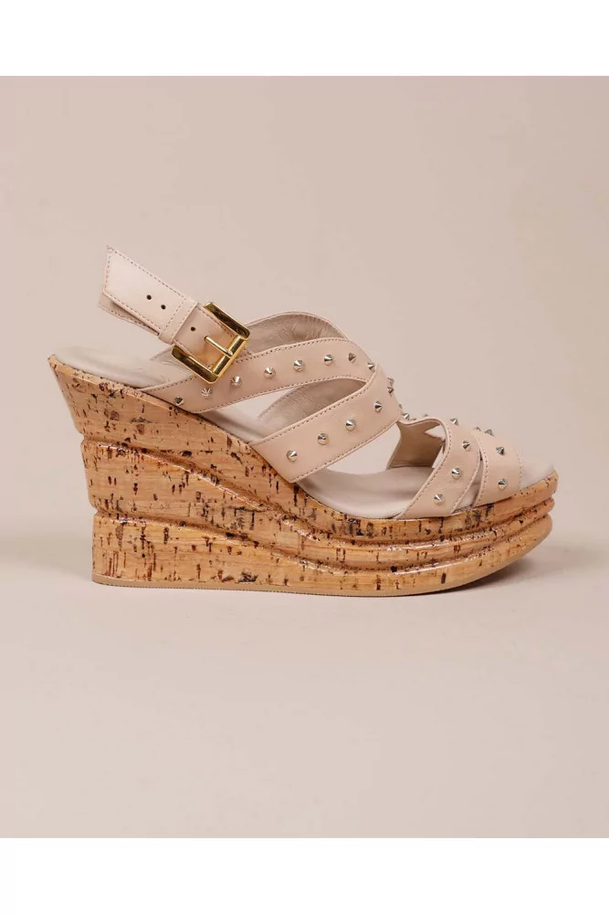 Platform heel sandals with patent cork
