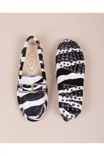 Gomini - Moccasins with zebra fur effect and decorative bit