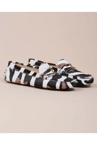 Gomini - Moccasins with zebra fur effect and decorative bit