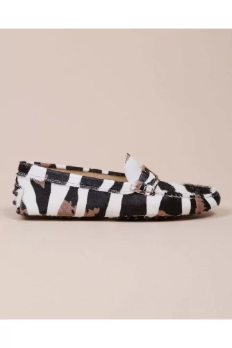 Gomini - Moccasins with zebra fur effect and decorative bit