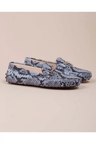 Achat Doppia T - Leather moccasins with python print and rubber pins - Jacques-loup