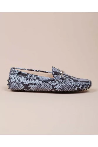 Achat Doppia T - Leather moccasins with python print and rubber pins - Jacques-loup