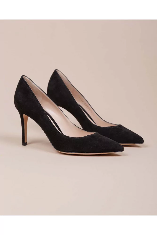 Gianvito Rossi - Suede pumps point-toe 85, black for women