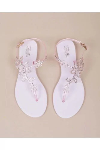 Thong sandals with Swarovski crystals