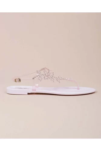 Thong sandals with Swarovski crystals