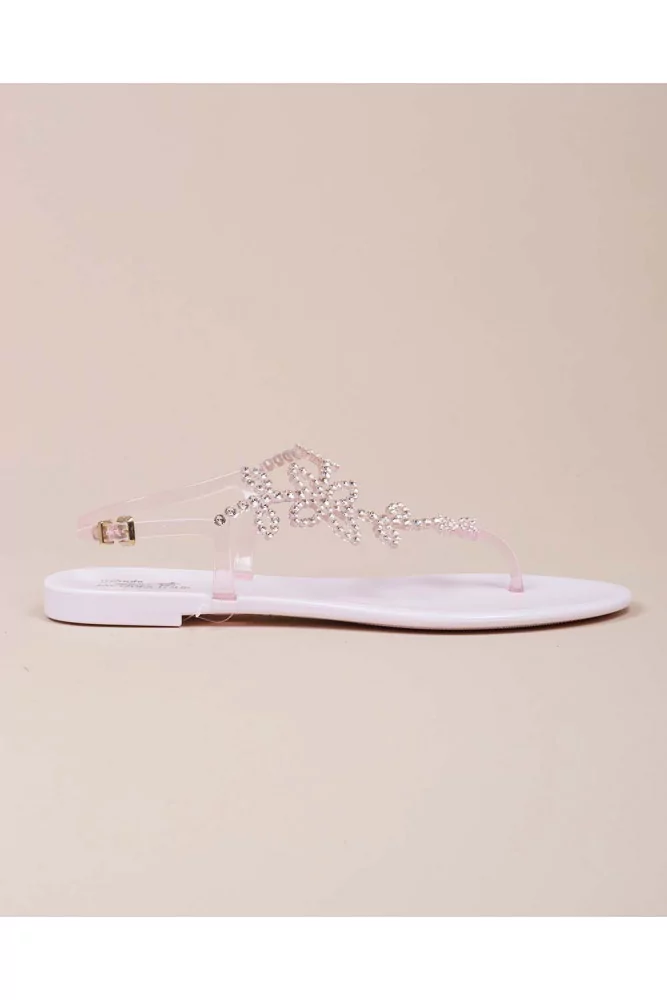 Thong sandals with Swarovski crystals