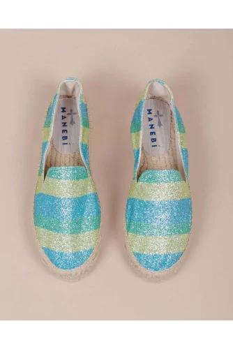 Achat Slip-on shoes with bright spangled fabric and platform heel 30 - Jacques-loup