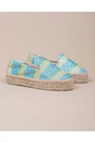 Achat Slip-on shoes with bright spangled fabric and platform heel 30 - Jacques-loup