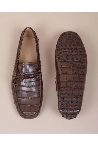 Mocassins en cuir de veau imprimé croco