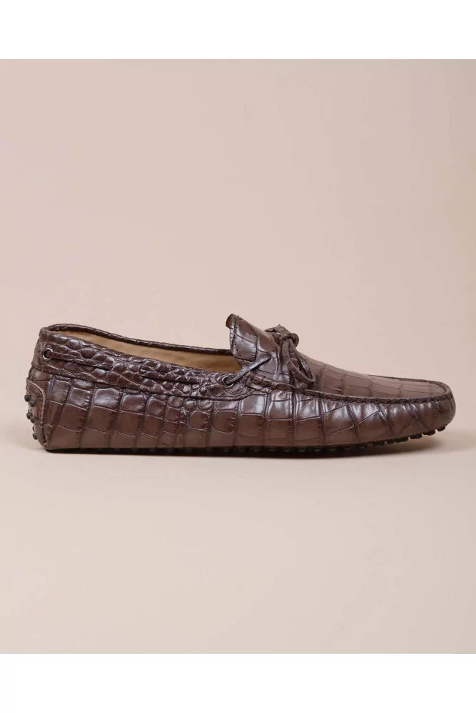 Mocassins en cuir de veau imprimé croco