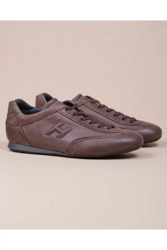 Olympia - Patina calf leather sneakers with stitched cuts