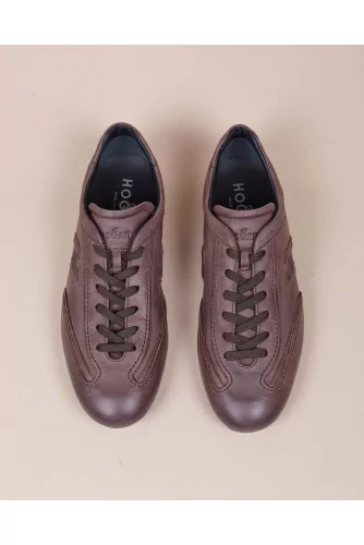 Olympia - Patina calf leather sneakers with stitched cuts