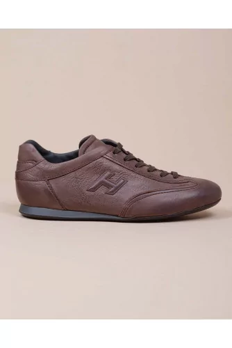 Olympia - Patina calf leather sneakers with stitched cuts