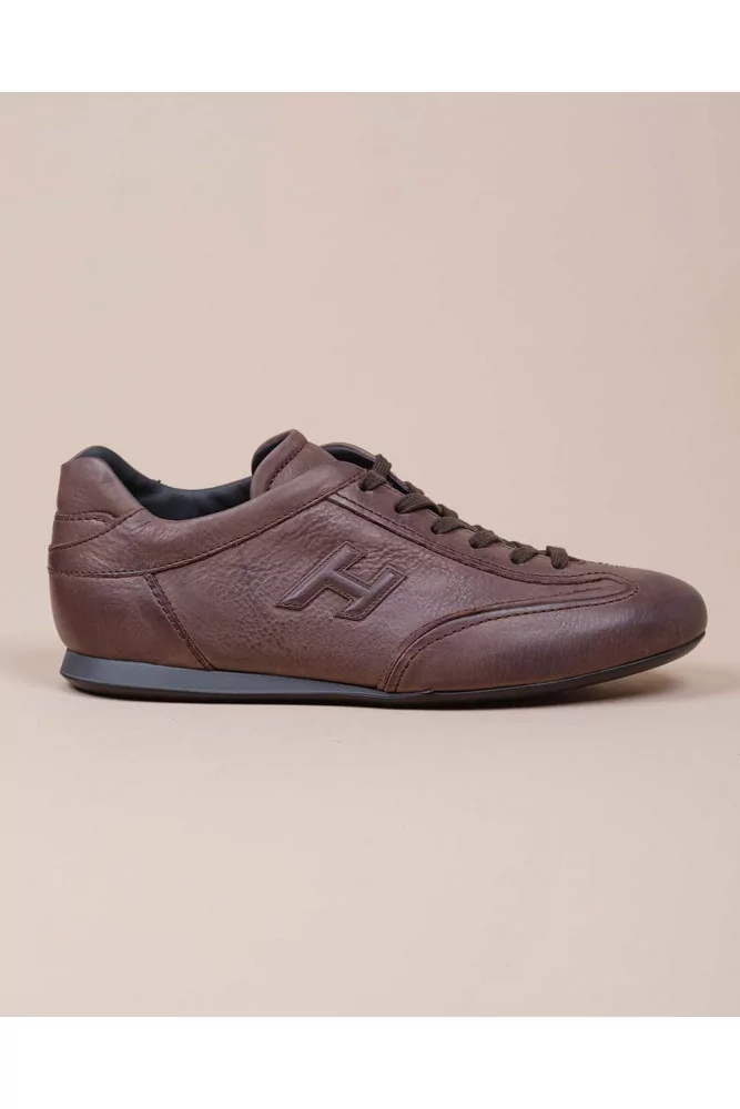 Hogan - Olympia - Baskets en cuir patiné avec découpes surpiquées 6 Marron