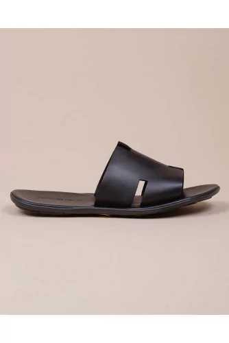 Mules en cuir nappa avec bande "H"