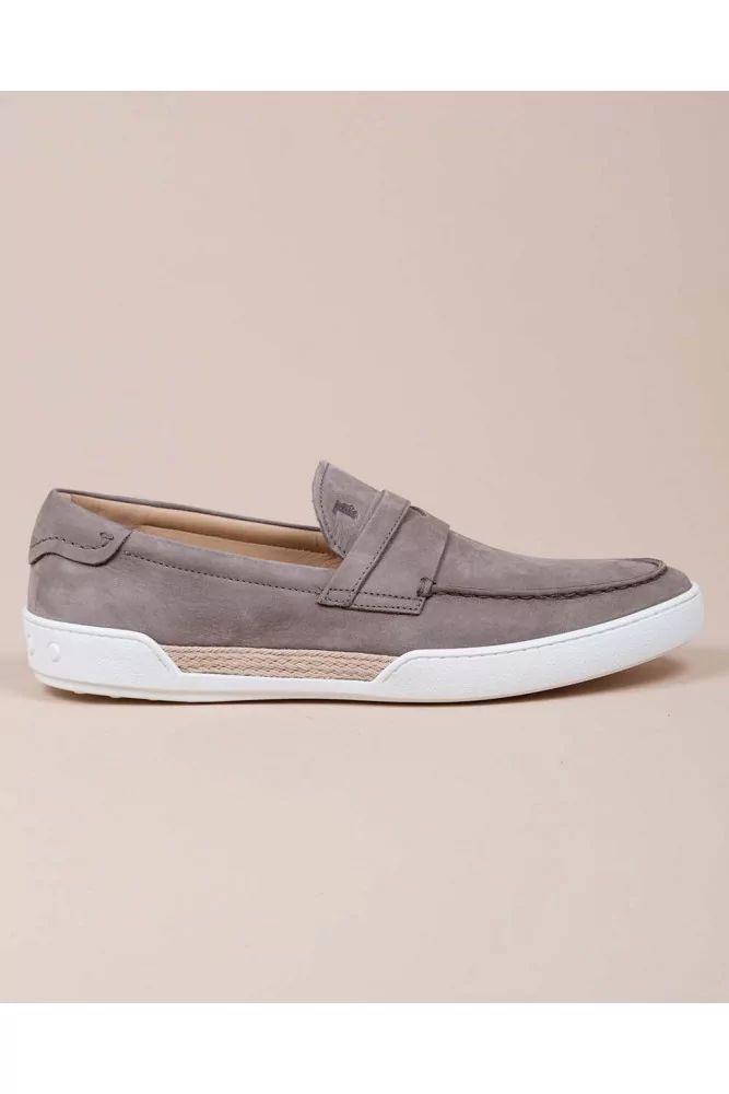 Riviera - Nubuck moccasins with overstitched penny strap