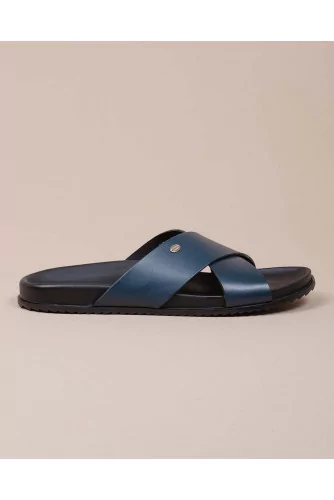 Nappa leather mules with crossing straps
