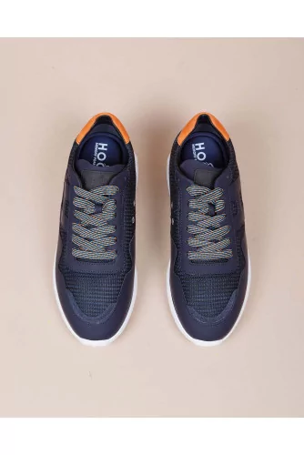 I-Cube - Bi-material sneakers with orange buttress