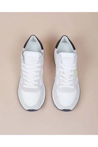 Tropez X - Leather and textile sneakers with escutcheon on the side