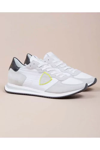 Tropez X - Leather and textile sneakers with escutcheon on the side