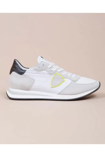 Tropez X - Leather and textile sneakers with escutcheon on the side