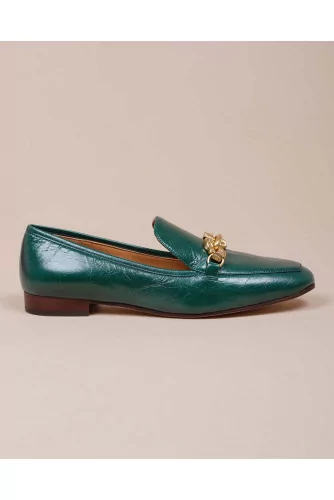 Achat Crumpled calf leather moccasins with metallic seahorse bit 20 - Jacques-loup