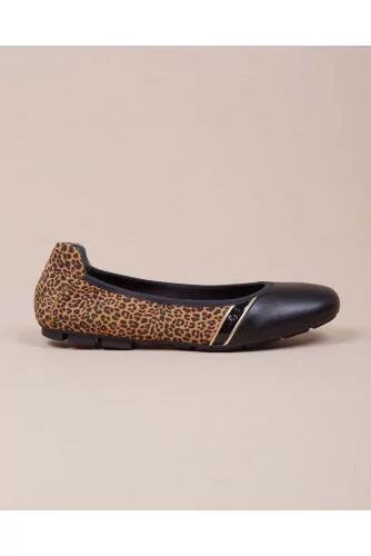 Wrap of Hogan - Nappa and calf leather ballerinas leopard with memory foam  inner sole, 20mm, black for women