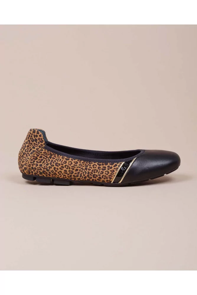 Hogan - Wrap - Ballerines en cuir nappa et veau imprimé léopard 20 36 noir