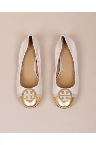 Ballerine Tory Burch "Minnie Cap-Toe Ballet" beige/or talon 25 mm