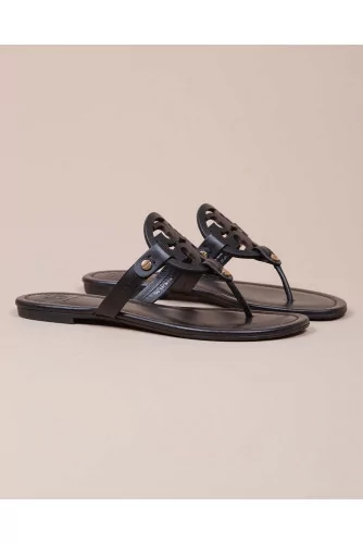 Miller - Leather flip flops with cut out logo