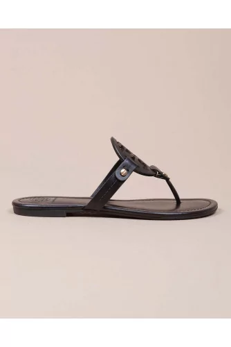 Miller - Leather flip flops with cut out logo