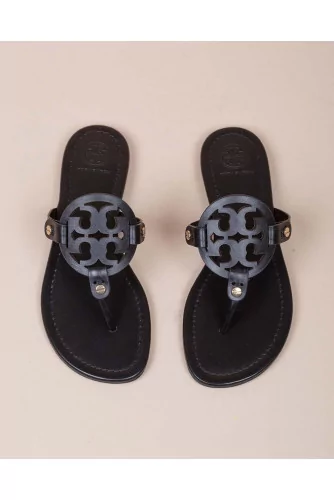 Miller - Leather flip flops with cut out logo