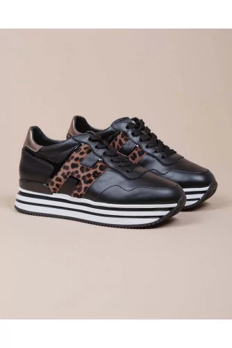 Achat Midi H222 - Sneakers en cuir de veau avec imprimé léopard 35 - Jacques-loup