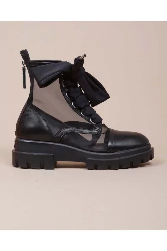 Leather ranger boots with tissu lacing 50