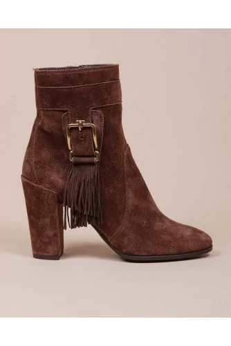 Achat Gomma Tronchetto Frangia - Split leather boots with fringes on sides 85 - Jacques-loup