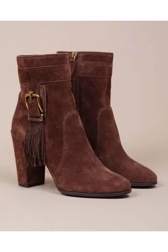 Gomma Tronchetto Frangia - Split leather boots with fringes on sides 85