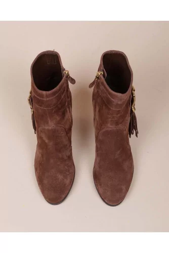 Achat Gomma Tronchetto Frangia - Split leather boots with fringes on sides 85 - Jacques-loup