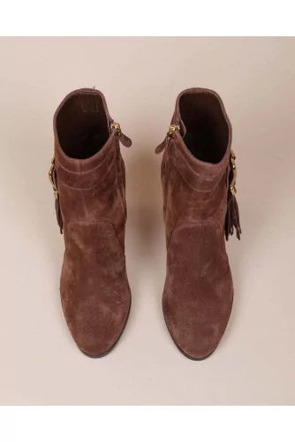 Gomma Tronchetto Frangia - Split leather boots with fringes on sides 85