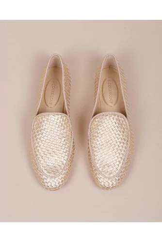Plaited natural smooth leather moccasins 10