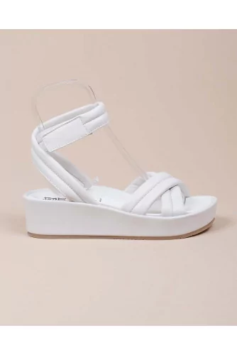 Nappa leather sandals with crossed padded straps