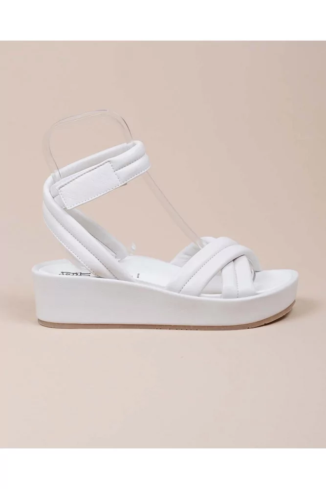 Nappa leather sandals with crossed padded straps