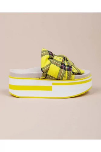 Cotton platform mules with Scottish design 70