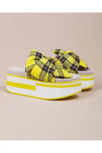 Cotton platform mules with Scottish design 70