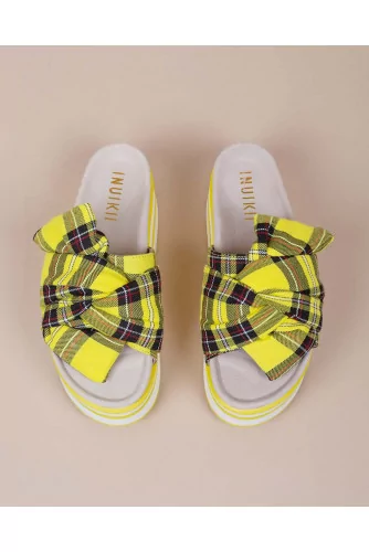 Cotton platform mules with Scottish design 70