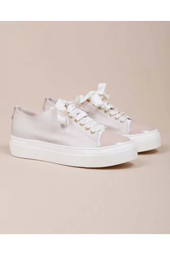 Nappa leather sneakers with patent leather toe cap and platform 35