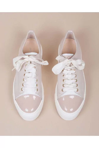 Nappa leather sneakers with patent leather toe cap and platform 35