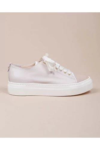 Nappa leather sneakers with patent leather toe cap and platform 35