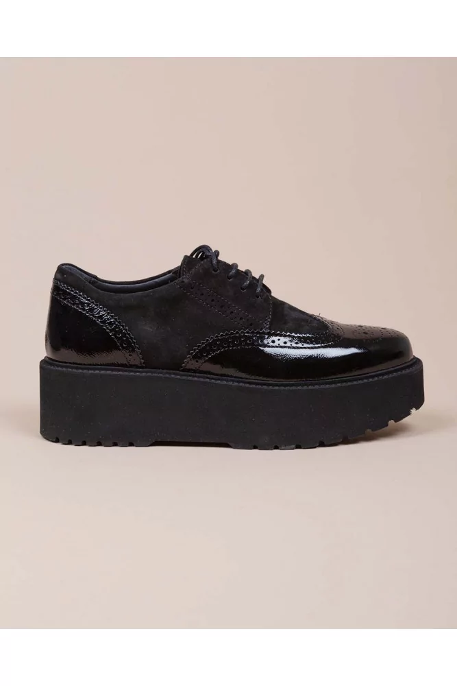 Hogan - Fondo Urban - Derby en cuir vernis et croûte 39 1/2 noir